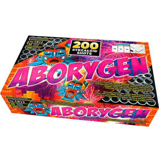 Batteria di fuochi d'artificio Aborygen da 200 colpi calibro 20mm ideale per matrimonio, compleanno, capodanno, ferragosto
