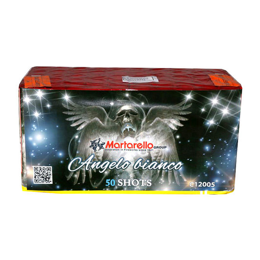 Batteria di fuochi d'artificio Angelo Bianco da 50 colpi calibro 25mm ideale per matrimonio, compleanno, capodanno, ferragosto