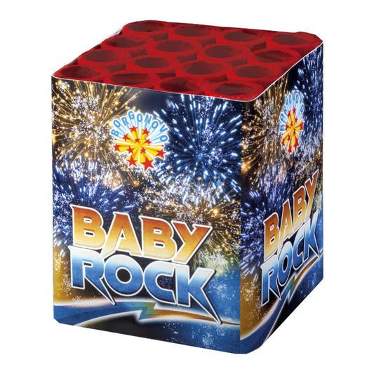 Batteria di fuochi d'artificio Baby Rock Blu Oro da 16 colpi calibro 20mm ideale per compleanno, capodanno, ferragosto