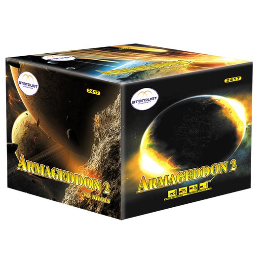 Batteria di fuochi d'artificio Armageddon 2 da 30 colpi calibro 30mm ideale per matrimonio, compleanno, capodanno, ferragosto