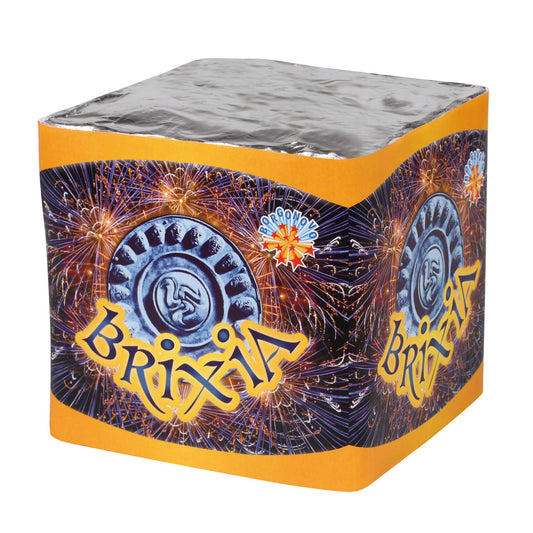 Batteria di fuochi d'artificio Brixia da 25 colpi calibro 25mm ideale per compleanno, capodanno, ferragosto