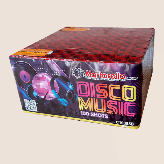 Batteria di fuochi d'artificio Disco Music da 100 colpi calibro 20mm ideale per compleanno, capodanno, ferragosto
