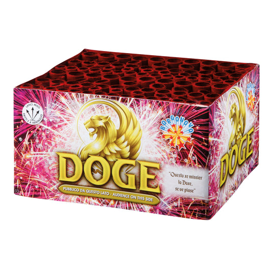 Batteria di fuochi d'artificio Doge da 106 colpi calibro 14-18-22mm ideale per matrimonio, compleanno, capodanno, ferragosto