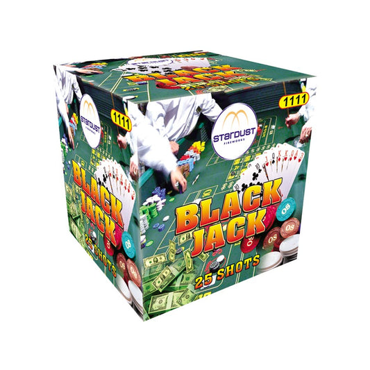 Batteria di fuochi d'artificio Black Jack da 25 colpi calibro 20mm ideale per compleanno, capodanno, ferragosto