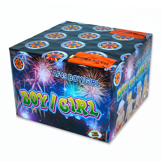 Batteria di fuochi d'artificio Boy da 49 colpi calibro 20mm ideale per compleanno, capodanno, ferragosto