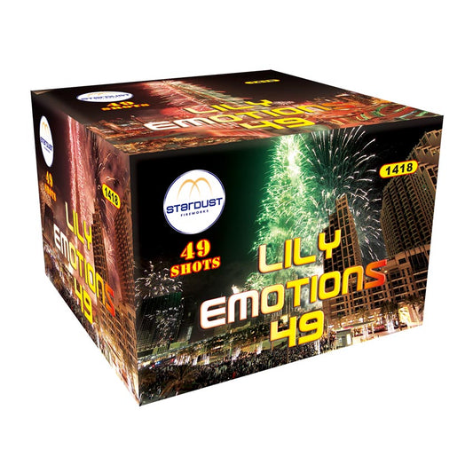 Batteria di fuochi d'artificio Lily Emotions 49 da 49 colpi calibro 20mm ideale per compleanno, capodanno, ferragosto