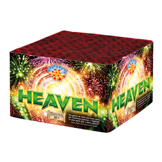 Batteria di fuochi d'artificio Heaven da 100 colpi calibro 16mm ideale per compleanno, capodanno, ferragosto