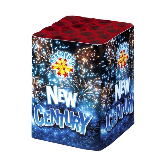 Batteria di fuochi d'artificio New Century Blu e Cracker da 16 colpi calibro 18mm ideale per compleanno, capodanno, ferragosto