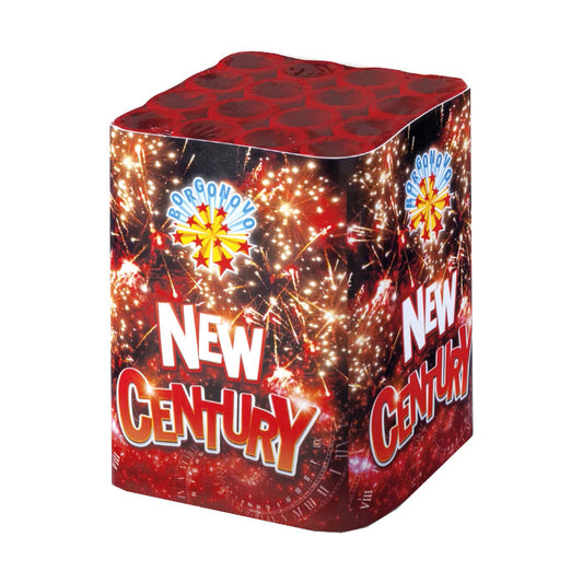 Batteria di fuochi d'artificio New Century Rosso e Cracker da 16 colpi calibro 18mm ideale per compleanno, capodanno, ferragosto