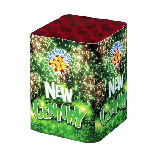 Batteria di fuochi d'artificio New Century Verde e Cracker da 16 colpi calibro 18mm ideale per compleanno, capodanno, ferragosto