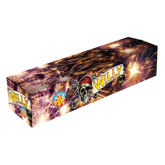 Batteria di fuochi d'artificio Willy da 144 colpi calibro 22mm ideale per matrimonio, compleanno, capodanno, ferragosto