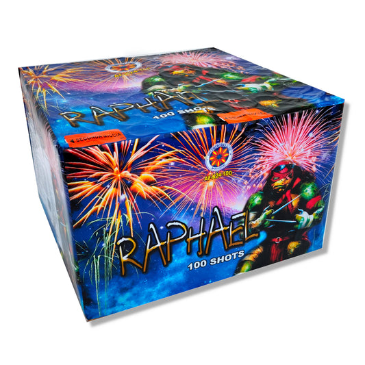 Batteria di fuochi d'artificio Raphael da 100 colpi calibro 30mm ideale per matrimonio, compleanno, capodanno, ferragosto