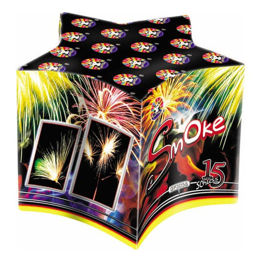 Batteria di fuochi d'artificio Smoke da 15 colpi calibro 25mm ideale per compleanno, capodanno, ferragosto