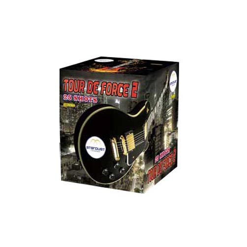Batteria di fuochi d'artificio Tour de Force 2 da 25 colpi calibro 30mm ideale per matrimonio, compleanno, capodanno, ferragosto