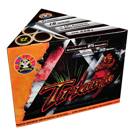 Batteria di fuochi d'artificio Triangle da 15 colpi calibro 25mm ideale per compleanno, capodanno, ferragosto