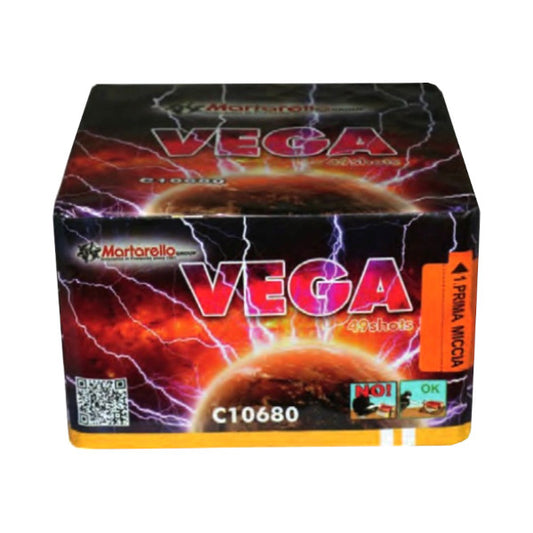 Batteria di fuochi d'artificio Vega da 49 colpi calibro 20mm ideale per compleanno, capodanno, ferragosto