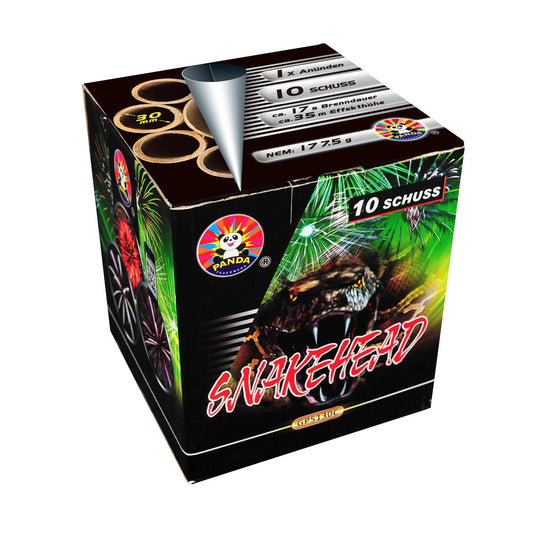 Batteria di fuochi d'artificio Snakehead da 10 colpi calibro 30mm ideale per compleanno, capodanno, ferragosto