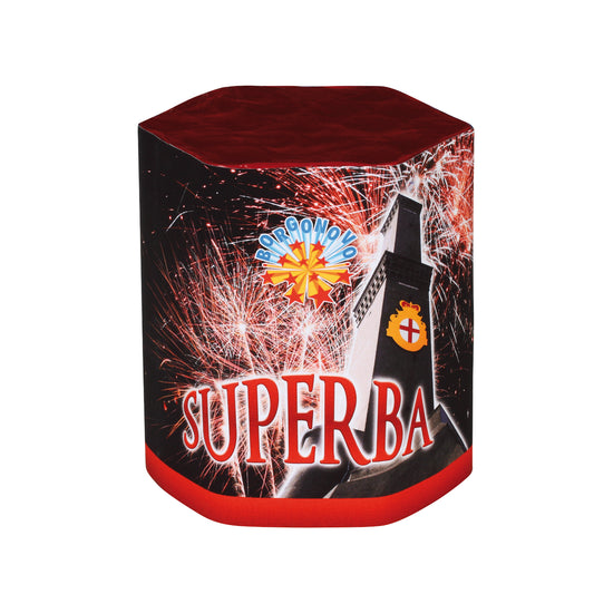 Batteria di fuochi d'artificio Superba da 19 colpi calibro 25mm ideale per compleanno, capodanno, ferragosto