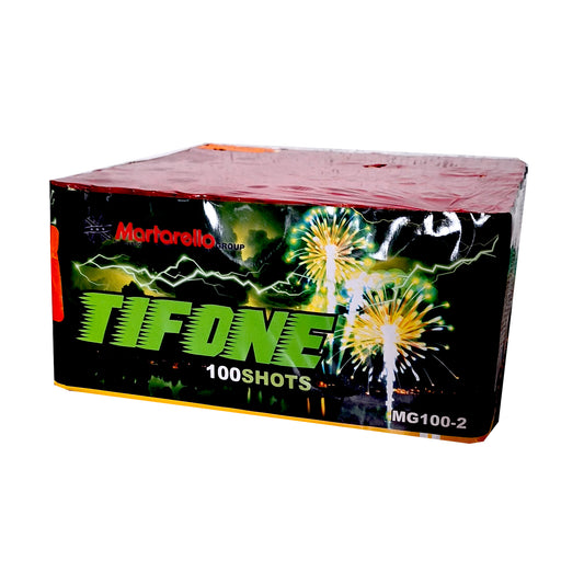 Batteria di fuochi d'artificio Tifone da 100 colpi calibro 20mm ideale per compleanno, capodanno, ferragosto