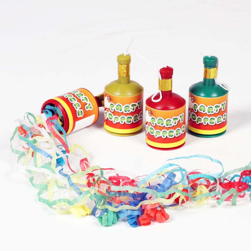 Bottigliette Party Popper (12pz) - Allevi - Bottigliette che parano stelle filanti, un classico durante una festa o un brindisi. Si possono u...
