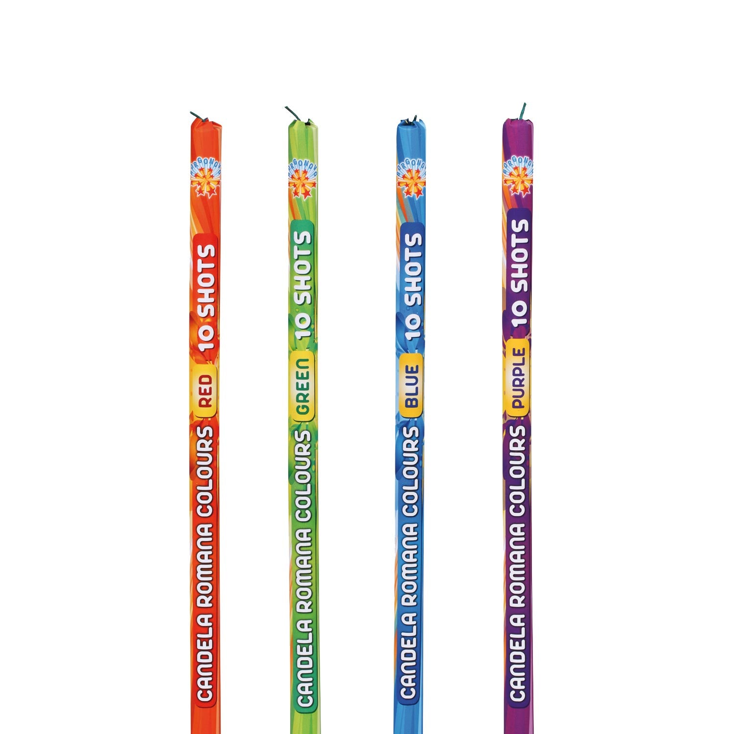 C.R. Colours 10 Shots (4pz) - Borgonovo - Candele romane in colori assortiti che lanciano in sequenza 10 bellissime comete colorate che las...