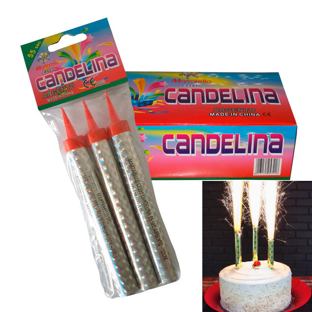 Candelina Argento AF12 (4pz) - Allevi - Candelina da utilizzare sopra ad una torta, panettone o quello che volete, infatti grazie al supp...