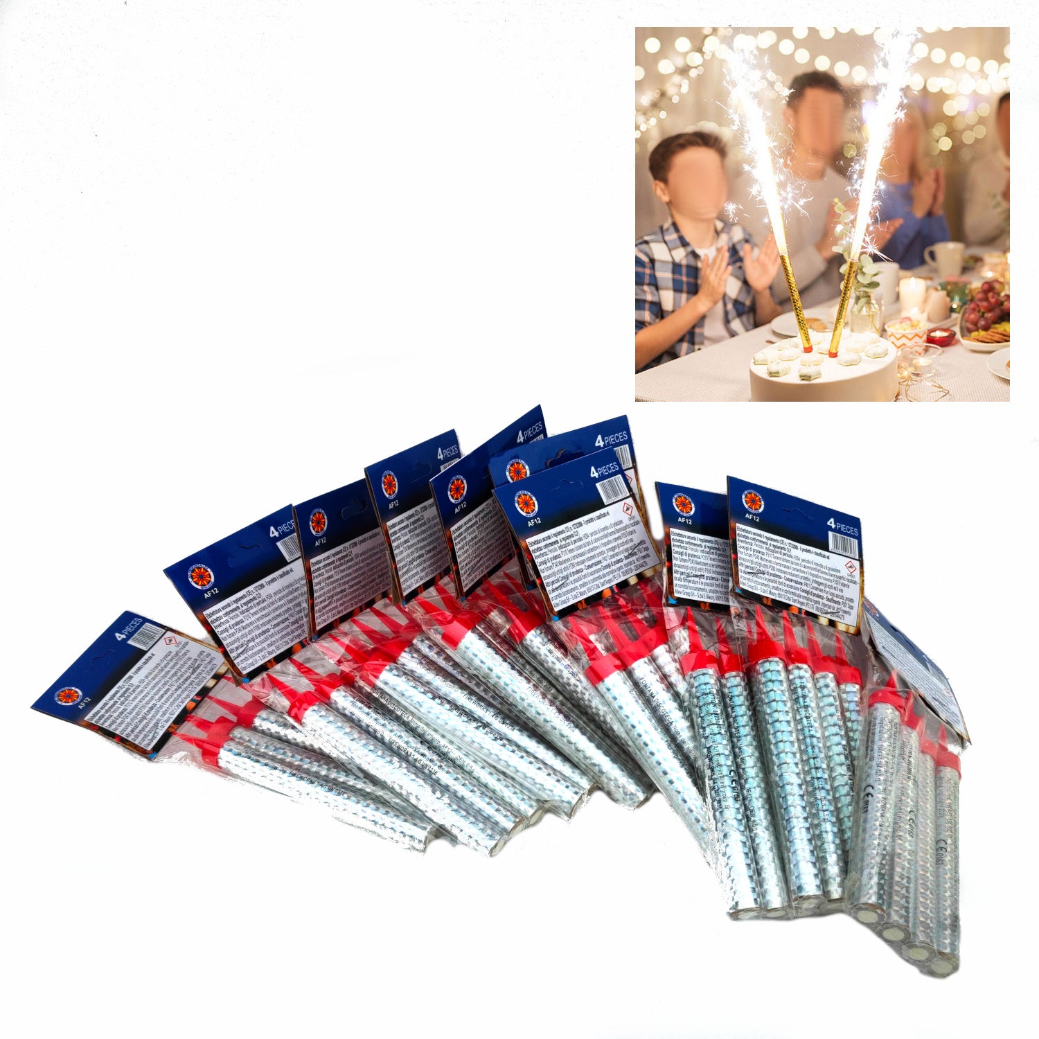 Candelina Argento AF12 (40pz) - Allevi - Candelina da utilizzare sopra ad una torta, panettone o quello che volete, infatti grazie al supp...