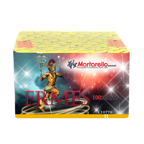 Batteria di fuochi d'artificio Ermes da 100 colpi calibro 16mm ideale per compleanno, capodanno, ferragosto