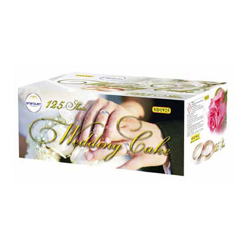 Batteria di fuochi d'artificio Wedding Cake da 125 colpi calibro 20mm ideale per matrimonio, compleanno, capodanno
