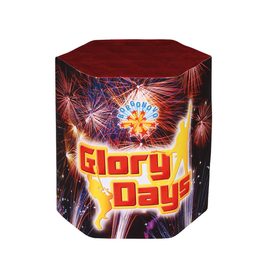 Batteria di fuochi d'artificio Glory Days da 19 colpi calibro 25mm ideale per compleanno, capodanno, ferragosto