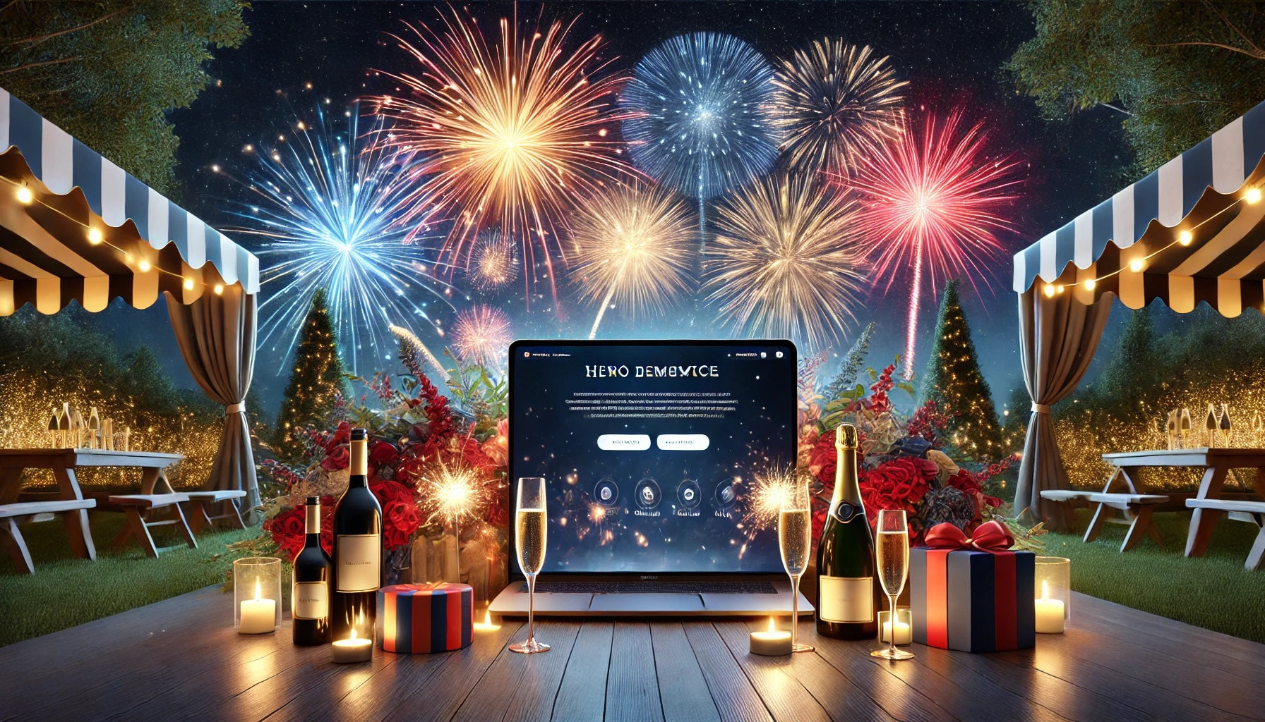 Spettacolo di fuochi d'artificio nel cielo notturno per feste ed eventi