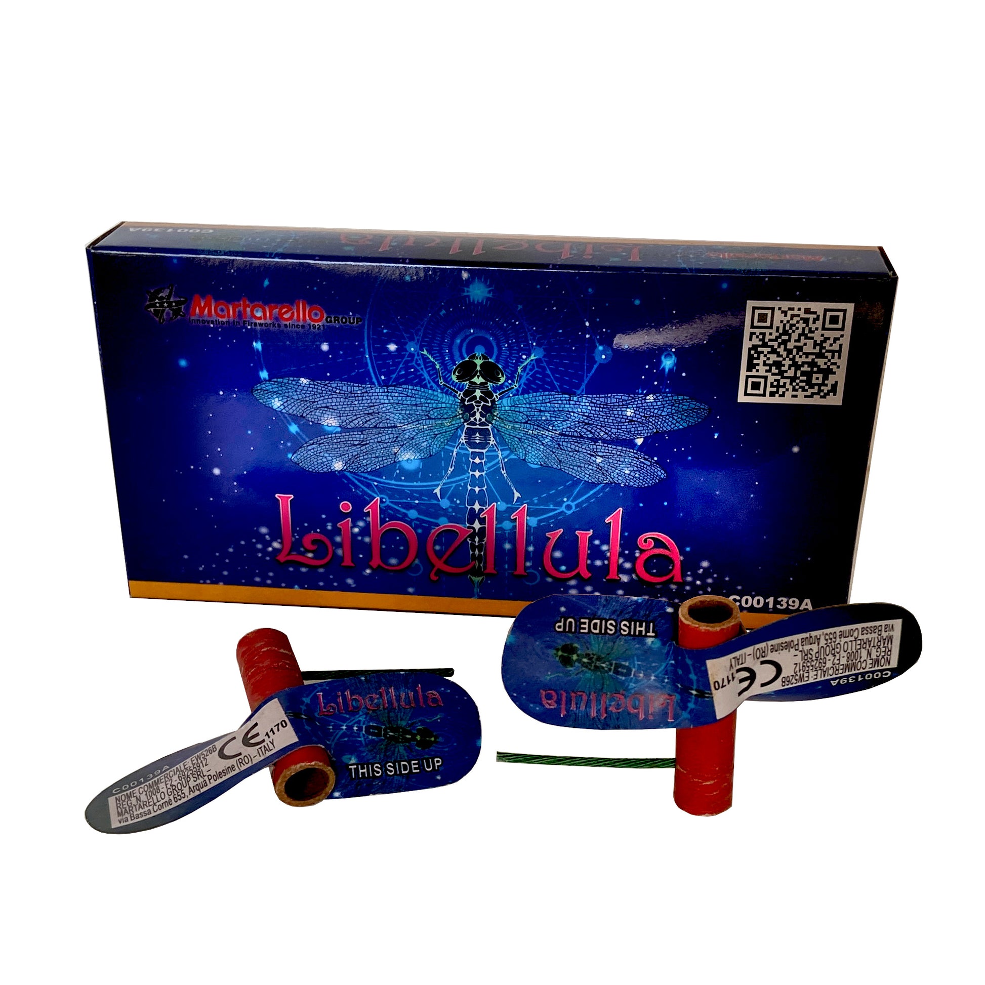 Libellula (12pz) - Martarello - Girandola da accendere a terra che vola in aria con effetti luminosi.