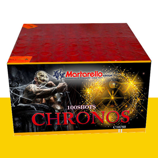 Batteria di fuochi d'artificio Chronos da 100 colpi calibro 20mm ideale per compleanno, capodanno, ferragosto