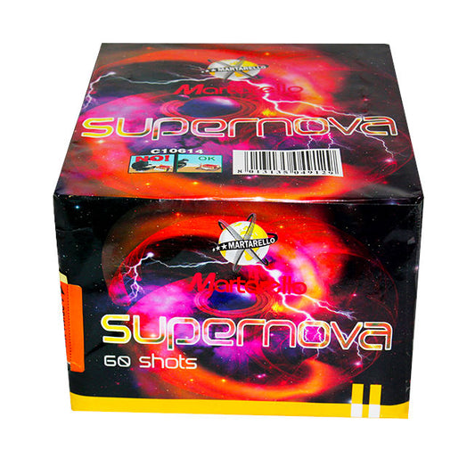 Batteria di fuochi d'artificio Supernova da 60 colpi calibro 25mm ideale per compleanno, capodanno, ferragosto