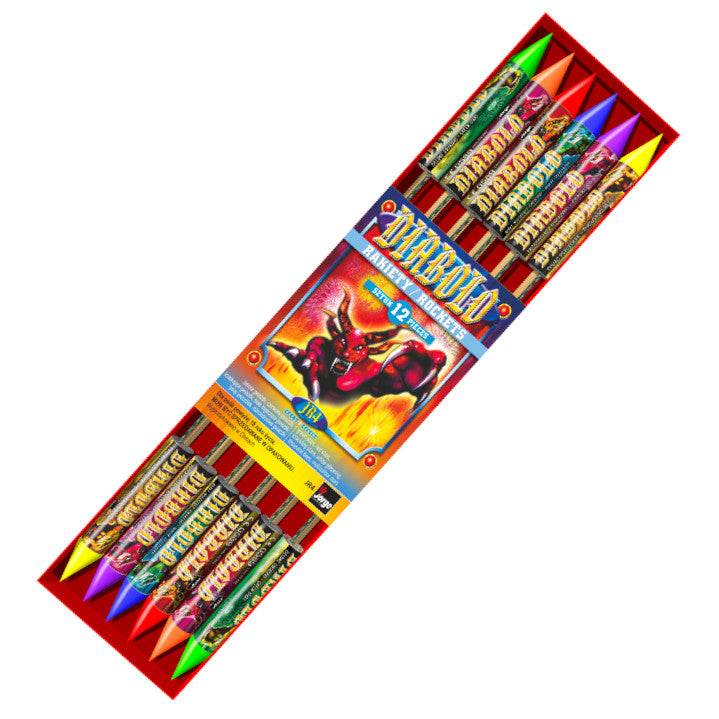 Razzi Diabolo (12pz) - Jorge - Busta di razzi assortiti con aperture colorate e scia oro (aperture: stelle verdi / stelle rosse ...