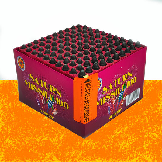Batteria di fuochi d'artificio Saturn Missile 100A da 100 colpi calibro 8mm ideale per compleanno, capodanno, ferragosto