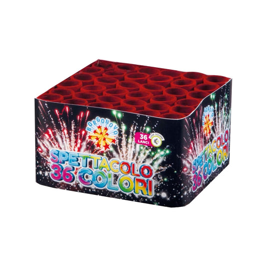 Batteria di fuochi d'artificio Spettacolo 36 Colori da 36 colpi calibro 17mm ideale per compleanno, capodanno, ferragosto