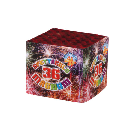 Batteria di fuochi d'artificio Spettacolo 36 Magnum da 36 colpi calibro 16mm ideale per compleanno, capodanno, ferragosto