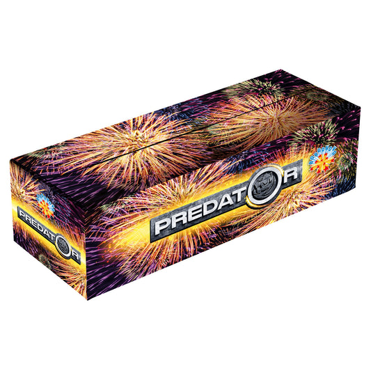Batteria di fuochi d'artificio Predator da 108 colpi calibro 25mm ideale per matrimonio, compleanno, capodanno, ferragosto