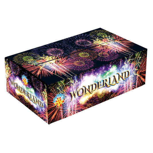 Batteria di fuochi d'artificio Wonderland da 156 colpi calibro 20mm ideale per matrimonio, compleanno, capodanno, ferragosto