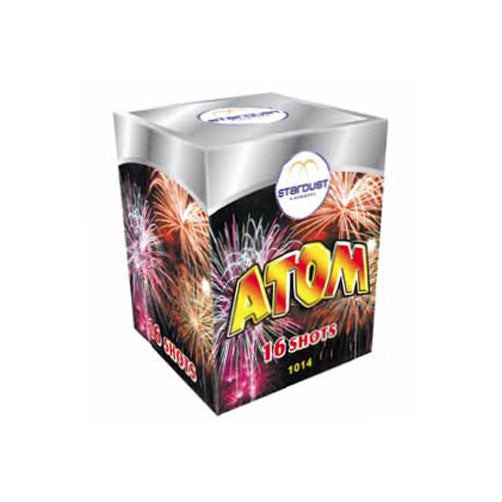 Batteria di fuochi d'artificio Atom da 16 colpi calibro 20mm ideale per compleanno, capodanno, ferragosto