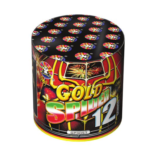Batteria di fuochi d'artificio Gold Spider da 12 colpi calibro 29mm ideale per compleanno, capodanno, ferragosto