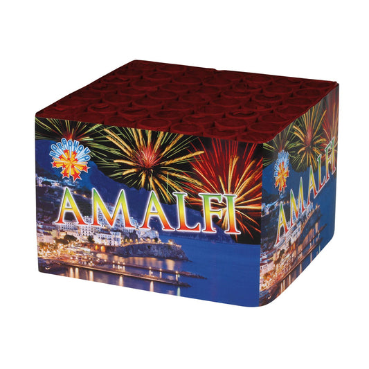 Batteria di fuochi d'artificio Amalfi da 49 colpi calibro 22mm ideale per matrimonio, compleanno, capodanno, ferragosto