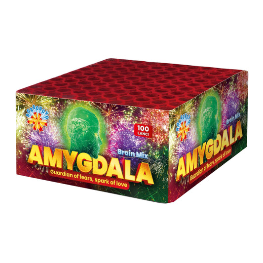 Batteria di fuochi d'artificio Amygdala da 100 colpi calibro 20mm ideale per compleanno, capodanno, ferragosto