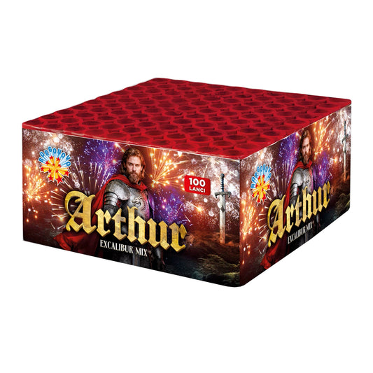 Batteria di fuochi d'artificio Arthur da 100 colpi calibro 20mm ideale per compleanno, capodanno, ferragosto