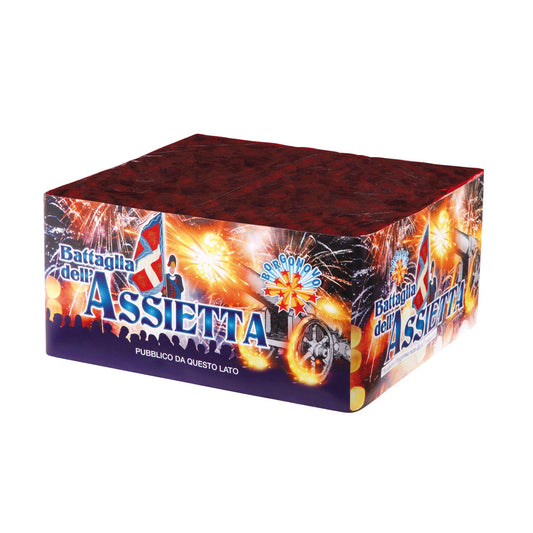 Batteria di fuochi d'artificio Battaglia dell Assietta da 78 colpi calibro 20mm ideale per matrimonio, compleanno, capodanno, ferragosto