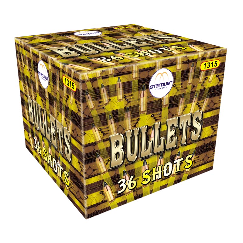 Bullets - Stardust - Elegante spettacolo con ampie aperture di comete bianche e verdi con scia dorata accompagnate da ...