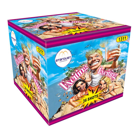 Batteria di fuochi d'artificio Exciting da 36 colpi calibro 20mm ideale per compleanno, capodanno, ferragosto