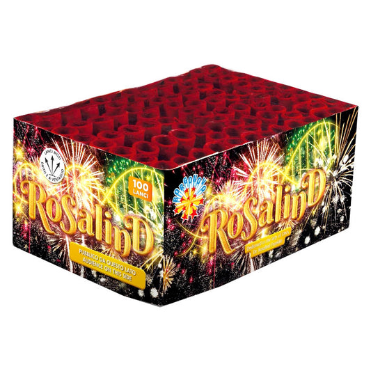 Batteria di fuochi d'artificio Rosalind da 100 colpi calibro 14-16-18mm ideale per matrimonio, compleanno, capodanno, ferragosto