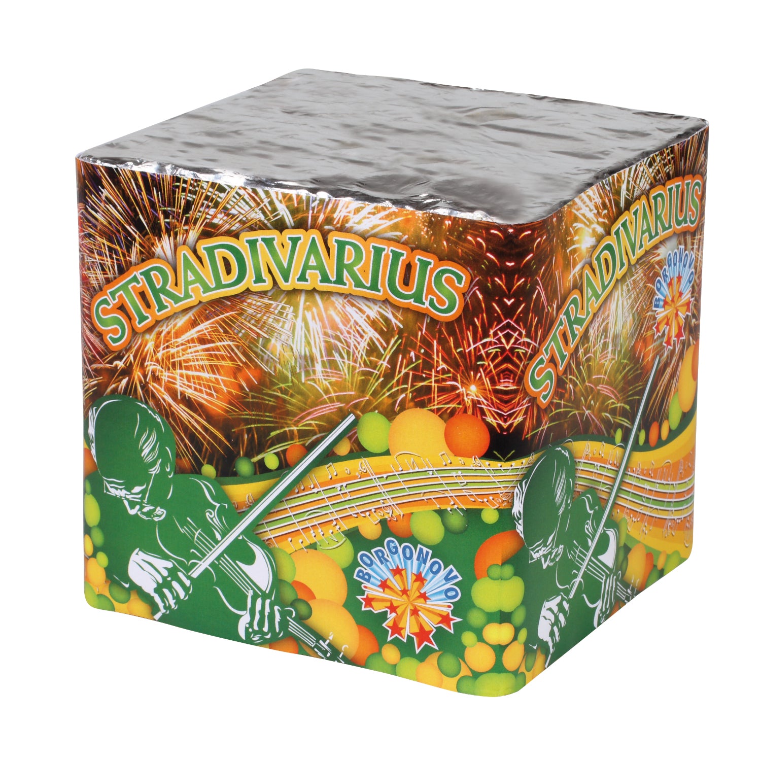 Stradivarius - Borgonovo - Bellissima batteria pirotecnica di salici oro varianti in giallo limone, verde e arancione con sc...